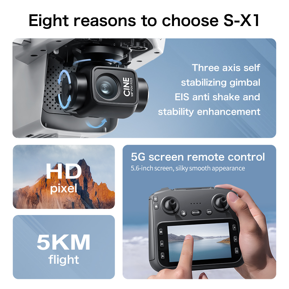 Original S-X1 GPS Foldable RC  - đánh giá và giá Drone Gimbal 3 Axis